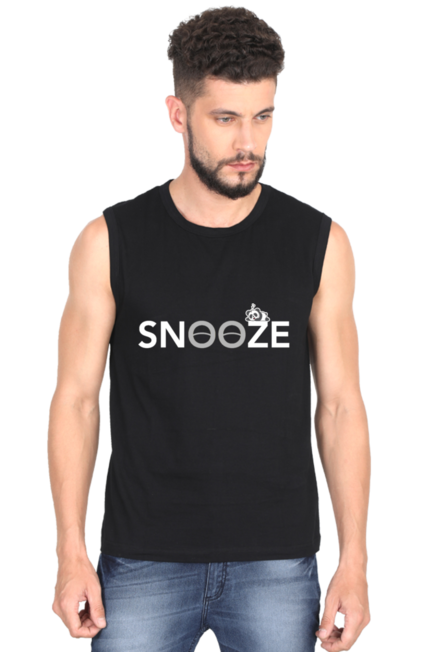 Black Snooze Sleeveless Gym Vest for Men