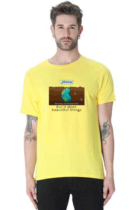 Soil is Not Beautiful T-shirt for Men - yellow