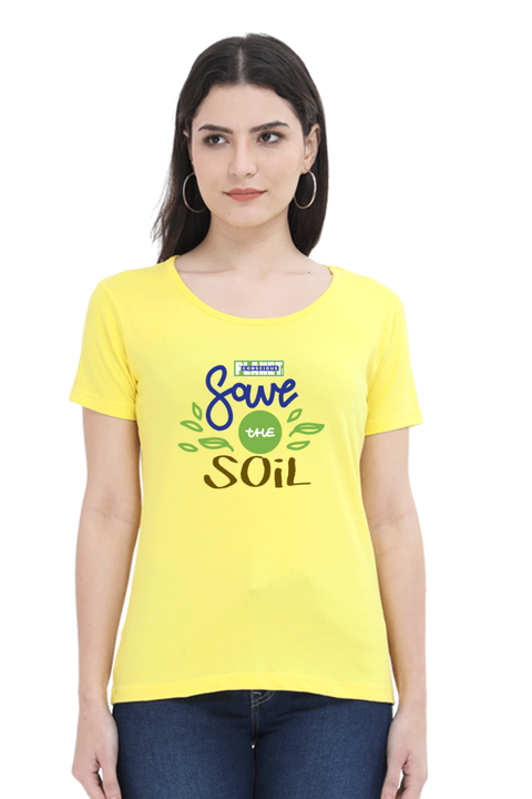 Save The Soil T-shirt for Women - New Yellow