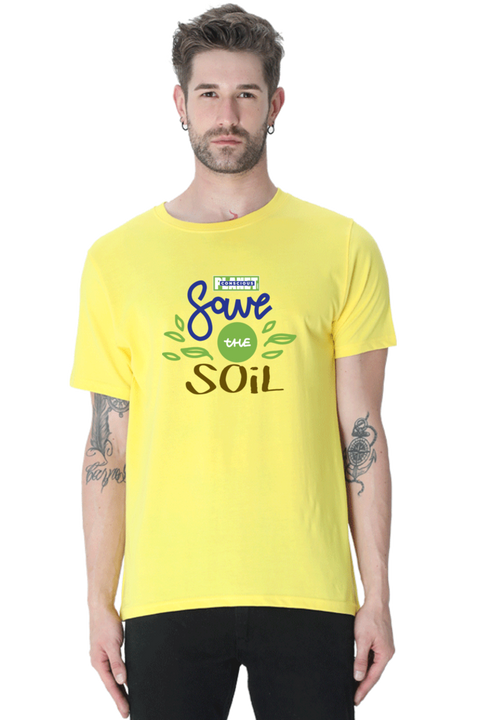 Save The Soil T-shirt for Men - New Yellow