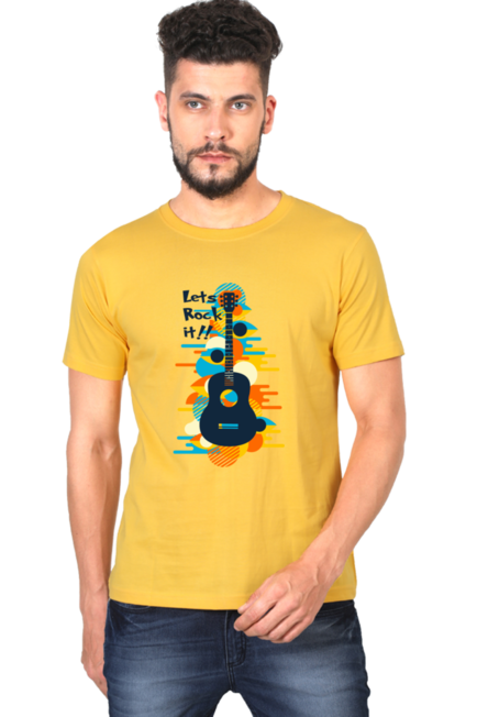 Let's Rock It Golden Yellow T-Shirt for Men