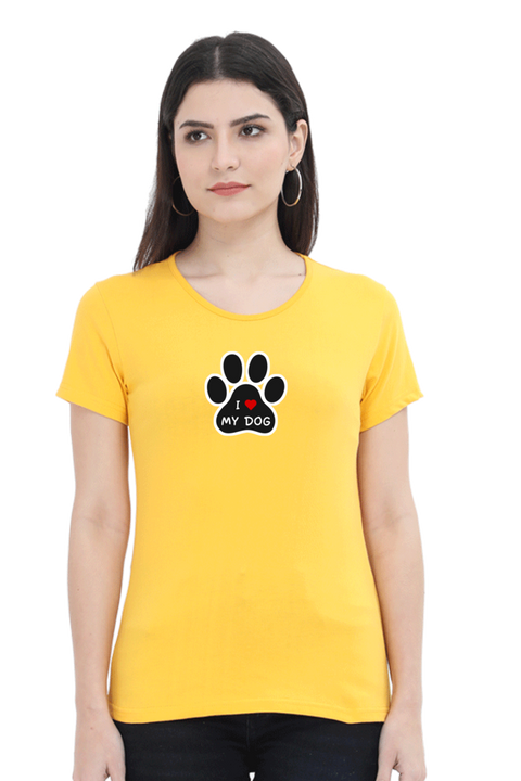 I Love My Dog Golden Yellow T-shirt for Women