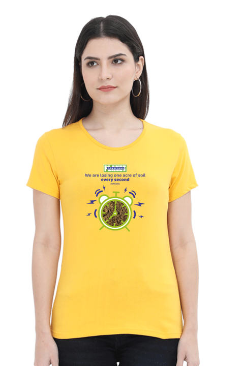 One Acre of Soil Every Second T-Shirt for Women - Golden Yellow