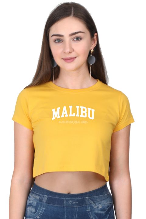 Malibu California Girl Crop Top for Women - Golden Yellow