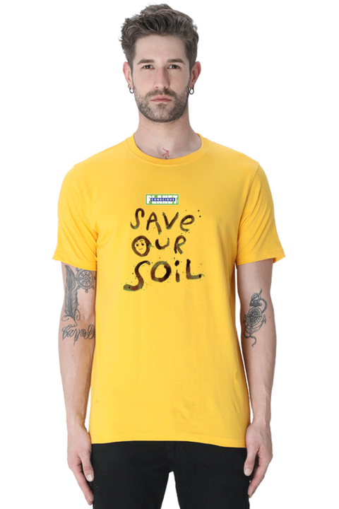 Save Our Soil T-shirt for Men - Golden Yellow