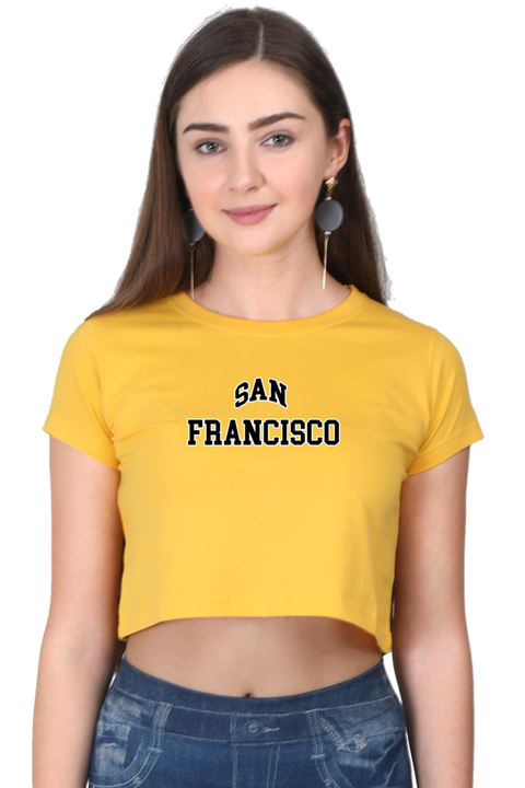 San Francisco Golden Yellow Crop Top for Women