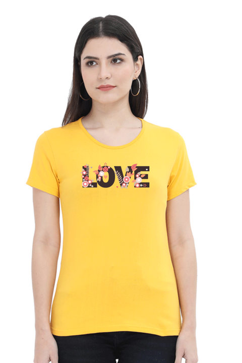 Love on Valentine's Day Golden Yellow T-Shirt for Women
