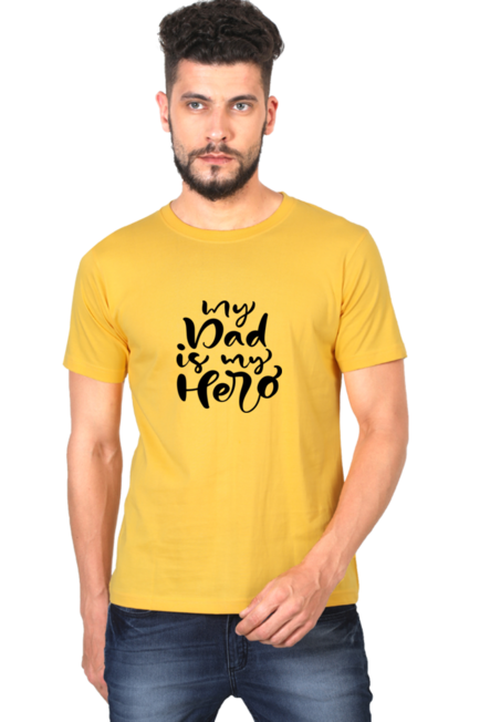 My Dad is My Hero Golden Yellow T-Shirt for Men