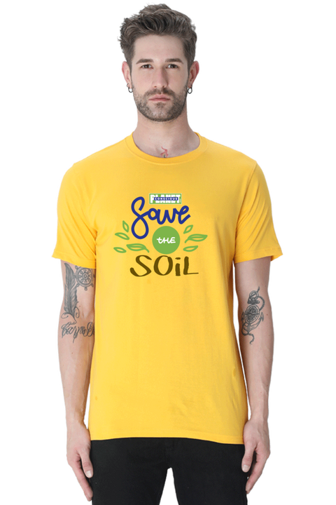 Save The Soil T-shirt for Men - Golden Yellow