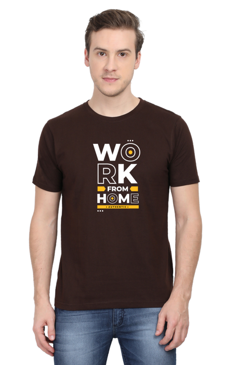 Work From Home T-Shirt for Men - Coffee Brown
