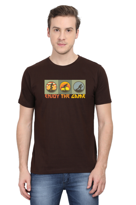 Enjoy the Game Cricket Coffee Brown T-Shirt for Men