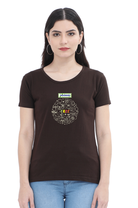 Soil and Tree Cycle T-shirt for Women - Coffee Brown