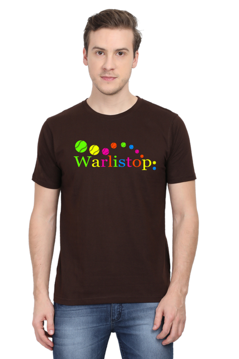 Trendy Warlistop Baseball Coffee Brown T-shirt for Men