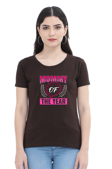 Mommy of the Year Coffee Brown T-Shirt for Women