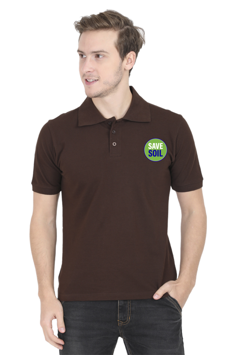 Save Soil Polo T-shirt for Men - Coffee Brown