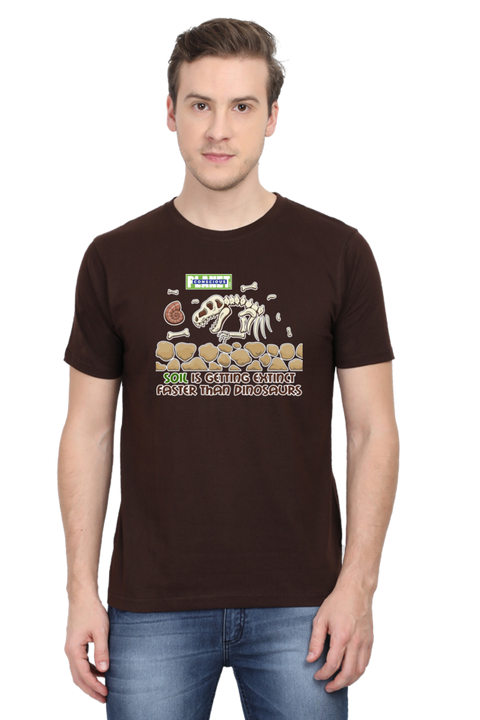 Soil is Getting Extinct Faster Than Dinosaurs T-shirt for Men - Coffee Brown