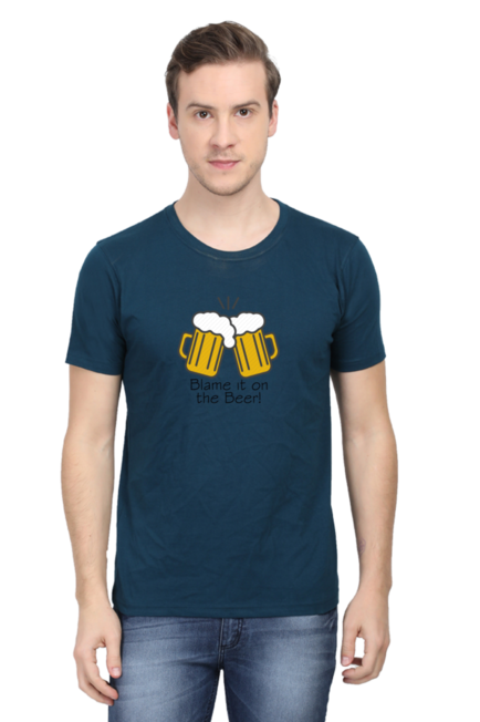 Petrol Blue Blame it on the Beer T-Shirt for Men