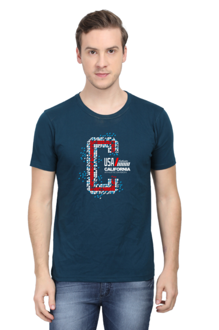 USA California Petrol Blue T-Shirt for Men