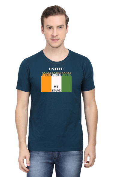 United We Stand Independence Day Petrol Blue T-Shirt for Men