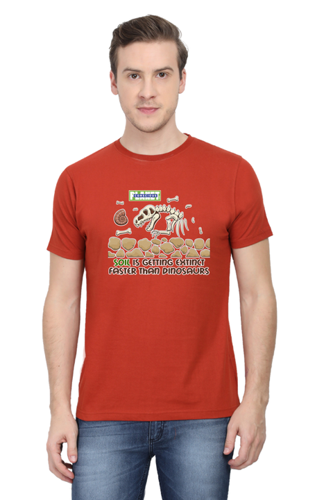 Soil is Getting Extinct Faster Than Dinosaurs T-shirt for Men - Brick Red