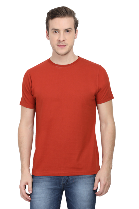 Brick Red Men's Plain Solid Colour T-Shirt
