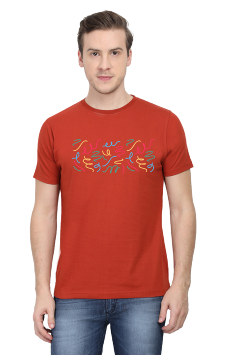 Brick Red Crazy Streamers T-Shirt for Men