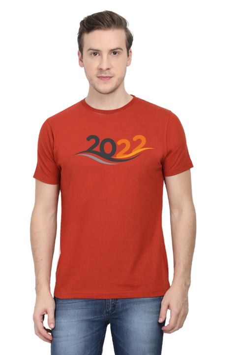 New Year 2022 Oversized T-shirt for Men - Brick Red