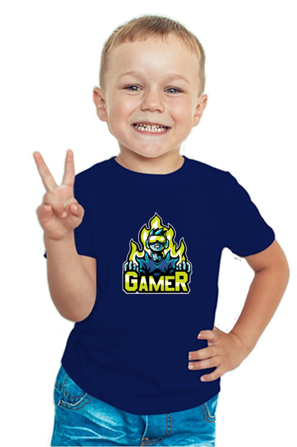 Flashing Gamer Navy Blue T-Shirt for Boys