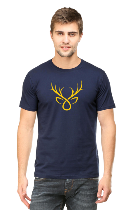 Golden Antlers Navy Blue T-shirt for Men