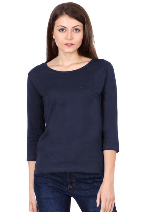 Blue Full Sleeve Round Neck T-Shirt for Women