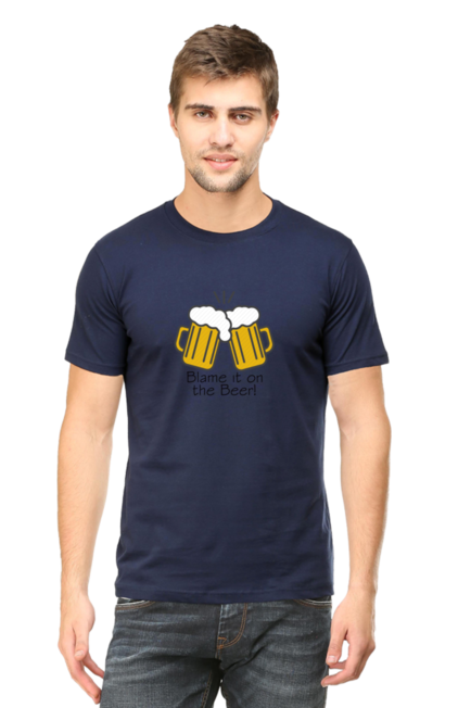 Navy Blue Blame it on the Beer T-Shirt for Men