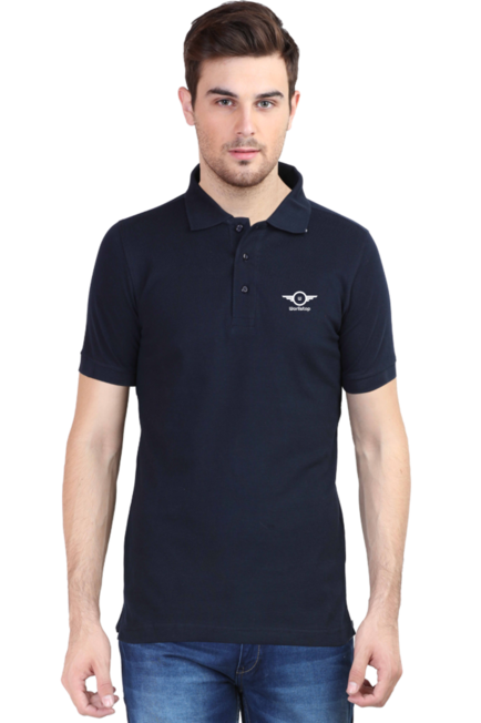 Warlistop Navy Blue Polo T-Shirt for Men