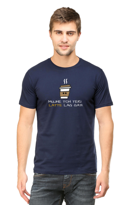 Mujhe Toh Teri Latte Lag Gayi T-shirt for Men - Navy Blue