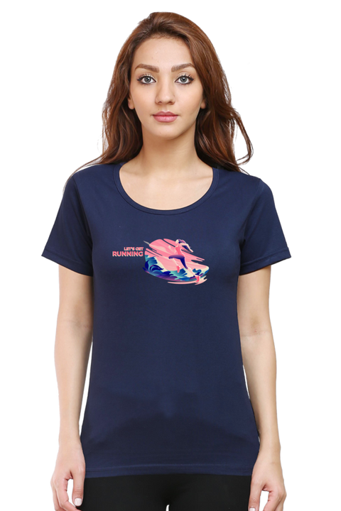 Let's Get Running Navy Blue T-Shirt for Women