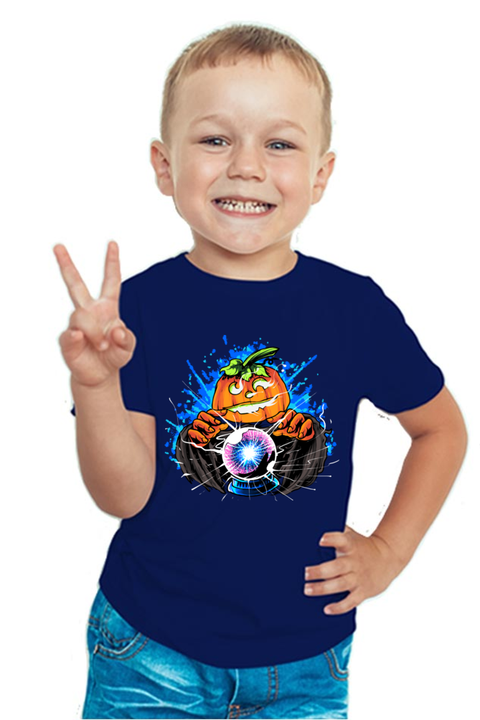 Witch Pumpkin Plasma Ball Navy Blue T-Shirt for Boys