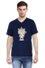 Tribal Forest Bear Navy Blue V-Neck T-Shirt for Men