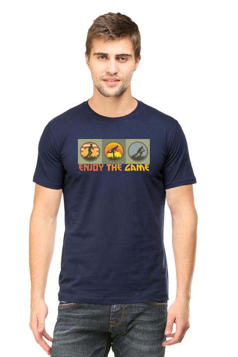 Enjoy the Game Cricket Navy Blue T-Shirt for Men