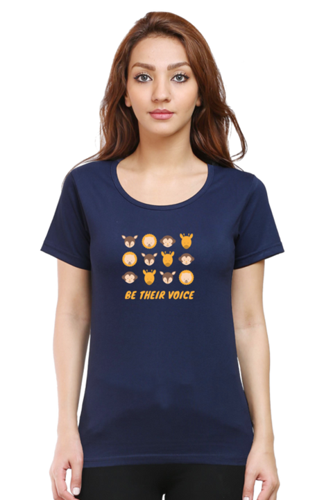 Navy Blue Be Their Voice T-Shirt for Women