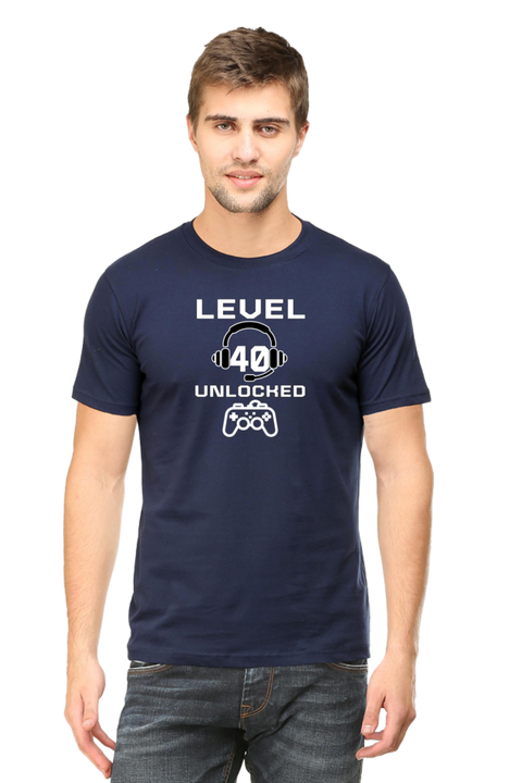 Level 40 Unlocked T-Shirt for Men - Navy Blue