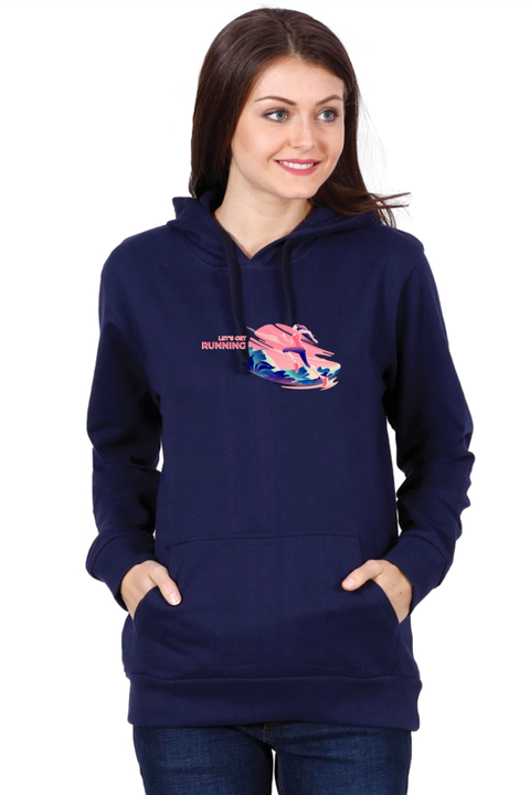 Let's Get Running Navy Blue Sweatshirt Hoodies for Women