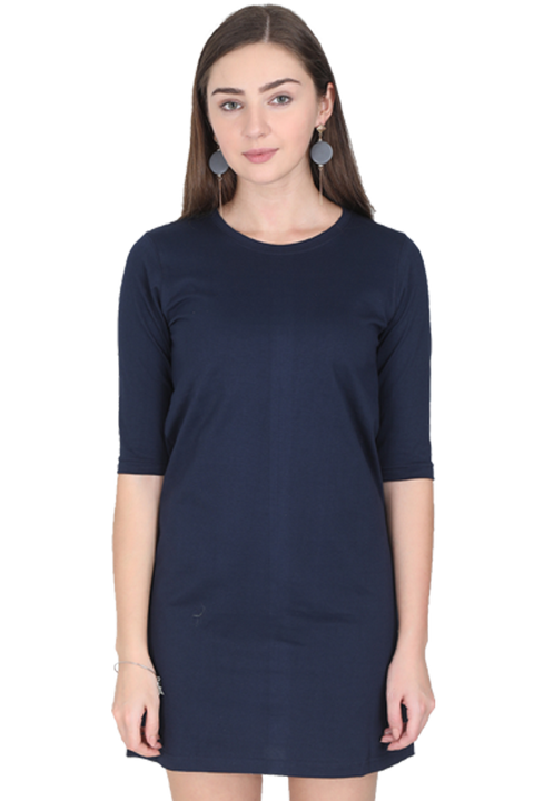 Navy Blue Long Cotton T-shirts to Wear with Leggings