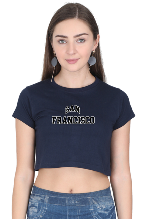 San Francisco Navy Blue Crop Top for Women