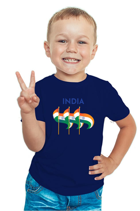 Triple Indian Flag T-shirt for Boys - Navy Blue