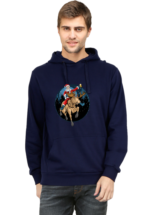 Santa Claus is Comin to Town Hoodies for Men - Navy Blue