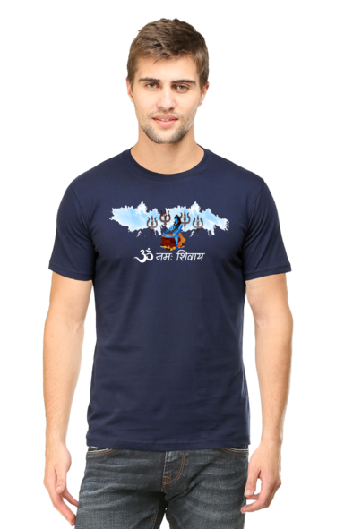 Om Namah Shivay Navy Blue T-Shirt for Men