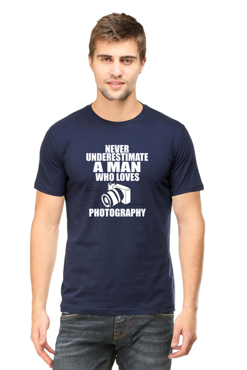 Man Who Loves Photography T-Shirt for Men - Navy Blue