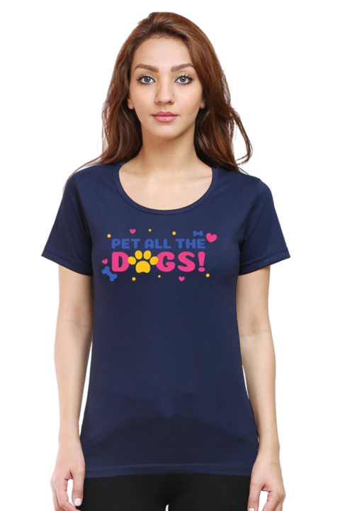 Navy Blue Pet All The Dogs T-Shirt for Women 