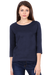 Full Sleeve Navy Blue Round Neck T-Shirt for Women