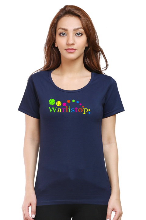 Warlistop Baseball Navy Blue T-Shirt for Women
