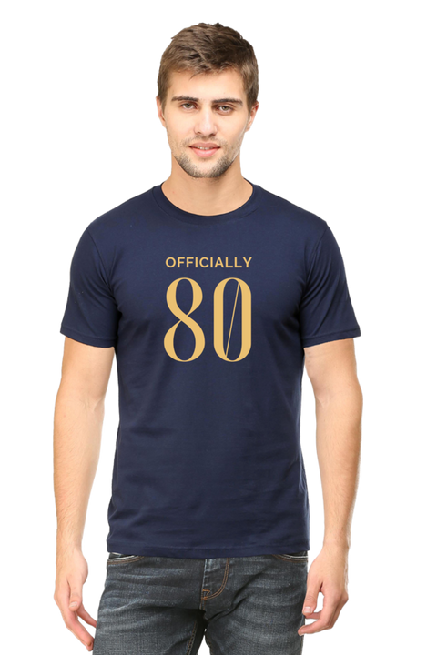 Officially Eighty T-Shirt for Men - Navy Blue